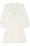 ZIMMERMANN HONOUR LACE-UP BRODERIE ANGLAISE COTTON MINI DRESS