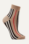 BURBERRY STRIPED COTTON-BLEND SOCKS