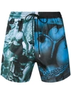 Paul Smith Contrast Print Swim Trunks In Blue