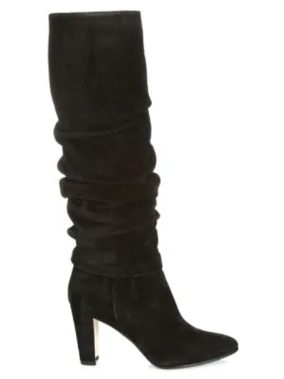 Manolo Blahnik Shushanhi Slouch Suede Boots In Black