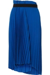 BALENCIAGA ASYMMETRIC PLEATED MIDI CREPE SKIRT