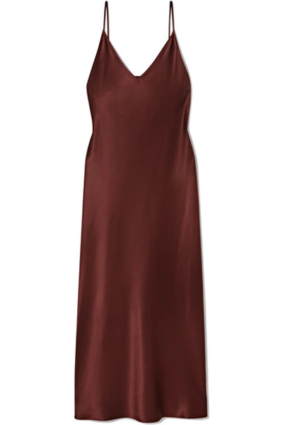 Joseph Clea Silk-satin Midi Dress In Brown