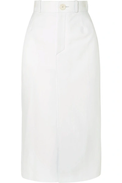 Balenciaga Leather Midi Skirt In White