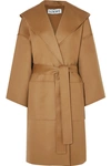 LOEWE HOODED BELTED WOOL AND CASHMERE-BLEND COAT