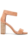 Jeffrey Campbell Lindsay Sandal In Blush Suede & White Triangle Stack Heel