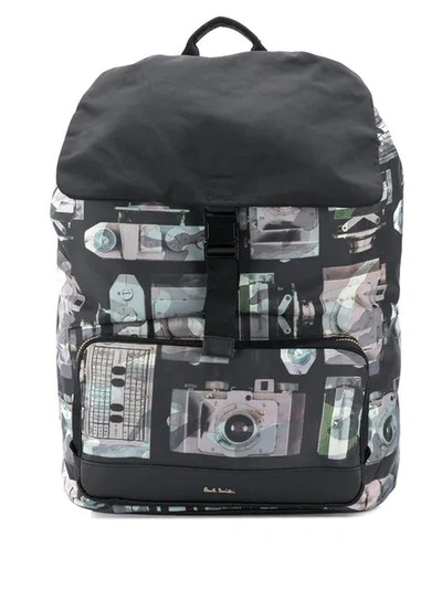 Paul Smith Camouflage Pauls Camera Print Flap Mens Backpack In Multicolour