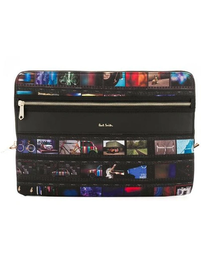 Paul Smith Graphic Print Zipped Pouch In Pr Black