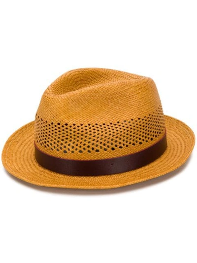 Paul Smith Woven Straw Fedora Hat In Brown
