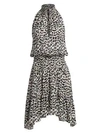 A.L.C Cody Leopard Print Silk Halter Handkerchief Dress