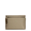 LOEWE T TAUPE GRAINED LEATHER POUCH