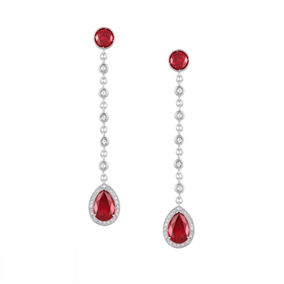 Atelier Swarovski Lola Long Drop Earrings Swarovski Created Rubies