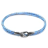 ANCHOR & CREW BLUE DASH TENBY SILVER AND ROPE BRACELET