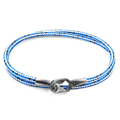 Anchor & Crew Blue Dash Tenby Silver And Rope Bracelet