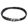 ANCHOR & CREW BLACK TENBY SILVER AND ROPE BRACELET,2989064