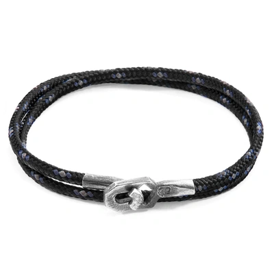 Anchor & Crew Black Tenby Silver And Rope Bracelet