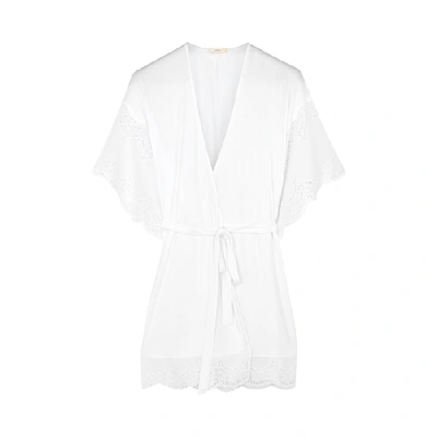 Eberjey Beatrix White Lace-trimmed Robe