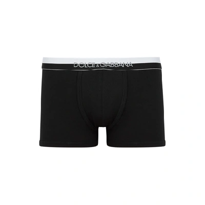 Dolce & Gabbana Logo-jacquard Cotton-blend Jersey Boxer Briefs In Black