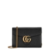 GUCCI GG MARMONT BLACK LEATHER WALLET-ON-CHAIN