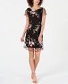 ADRIANNA PAPELL FLORAL-EMBROIDERED DRESS