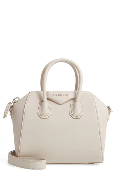 Givenchy 'mini Antigona' Sugar Leather Satchel - White In Natural