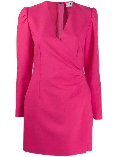 Msgm Short Wrap-style Dress In Fuxia