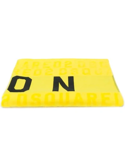 Dsquared2 Icon印花海滩毛巾 - 黄色 In Yellow