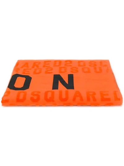 Dsquared2 Icon印花海滩毛巾 - 橘色 In Orange