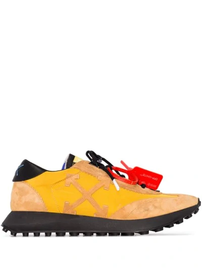 Off-white Men's Arrow Mixed-media Running Trainers In Yellow