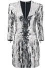 BALMAIN BALMAIN SEQUIN EMBELLISHED MINI DRESS - 银色