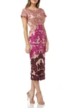 Js Collections Soutache Lace Midi Dress In Clay Fuchsia