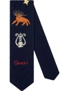GUCCI WOOL TIE WITH EMBROIDERY