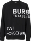 BURBERRY BURBERRY HORSEFERRY INTARSIA MERINO WOOL BLEND SWEATER - 黑色