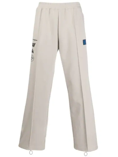 Off-white Incompiuto-print Cotton-blend Track Trousers In White