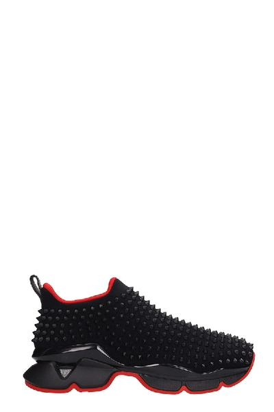 Christian Louboutin Spike-embellished Neoprene Sock Trainers In Black