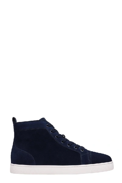 Christian Louboutin Louis Flat Blue Suede Sneakers