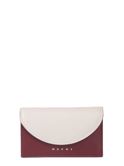 Marni Saffiano Leather Card Holder In Ivory