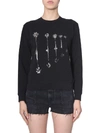 Saint Laurent Palm Tree Print Sweatshirt In Nero