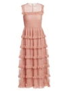 RED VALENTINO Tiered Point D'Esprit Tulle Midi Dress