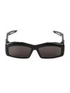 Balenciaga 59mm Unisex Rectangular Sunglasses In Black