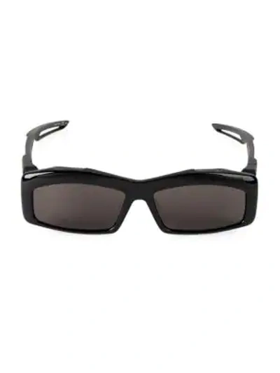 Balenciaga 59mm Unisex Rectangular Sunglasses In Black