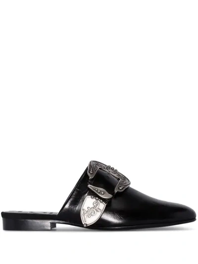 Loewe Flat Western Mules In Black