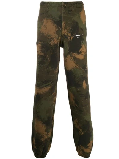 Off-white Camouflage-print Cotton-jersey Track Pants In Green,beige,black