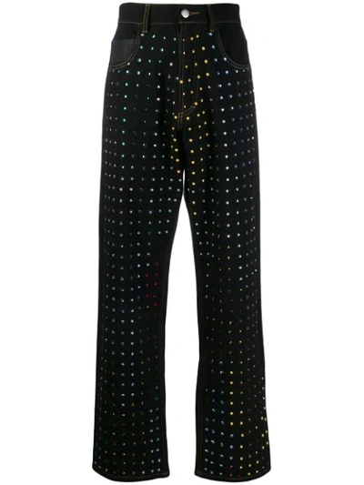 Koché Flared Jeans With Embellishments In Black