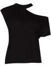 Rta Axel Cutout Cotton And Cashmere-blend Jersey Top In Black