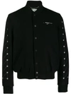 Off-white Black Embroidered Skinny Varsity Bomber Jacket In Black