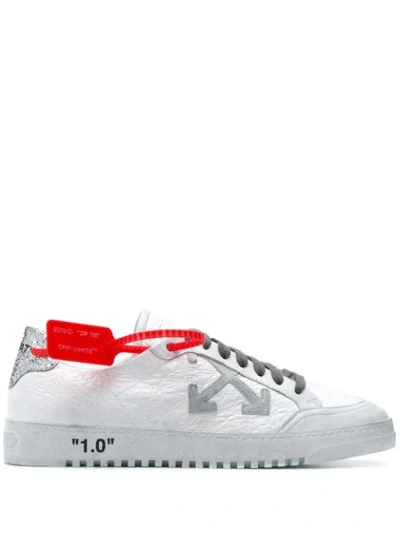 Off-white Men's 2.0 Croc-embossed Leather Sneakers With Dirty Treatment In White