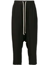 RICK OWENS DROP CROTCH CROPPED TROUSERS