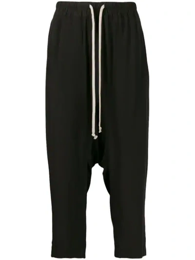 Rick Owens Drop Crotch Cropped Trousers - 黑色 In Black