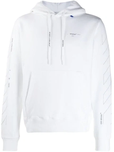 Off-white Unfinished Print Cotton Jersey Hoodie In White