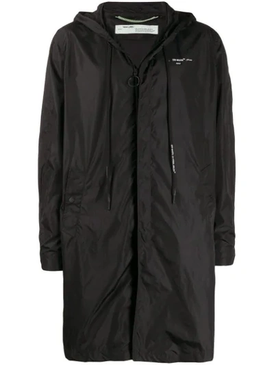 Off-white Lightweight Hooded Rain Coat In Black